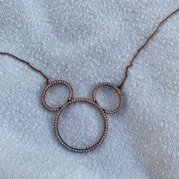 Mickey Mouse Pave Icon Necklace by CRISLU – Rose Gold – Large - Picture 5 of 11
